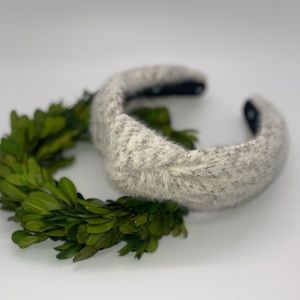 Lele Sadoughi soft/fuzzy white/off white/grey hues among an angora-like headband